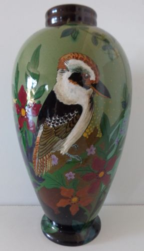 Gouda pottery Kookaburra Jackass vase