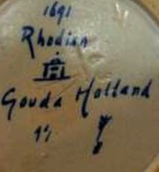 Gouda pottery decor Rhodian mark