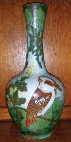 Gouda pottery Kookaburra Jackass vase